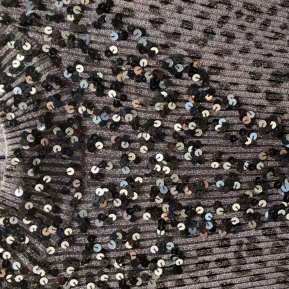 Sparkly Ribbed Leopard Print Lightweight Sweater - image 2